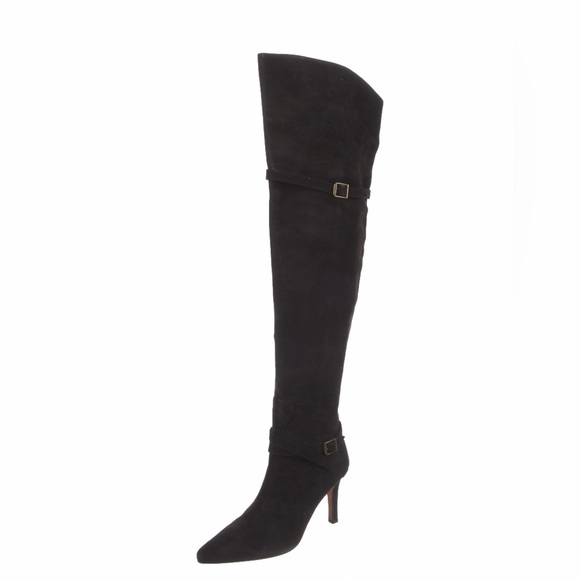 MANOLA BLAHNIK black suede moto over-the-knee boots VINTAGE - Picture 6 of 9